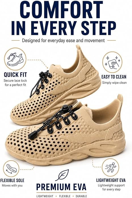 Eno Unisex EVA Garden Clogs – Lightweight Breathable Slip-On Shoes with Adjustable Lace, Comfortable Casual Footwear for Indoor & Outdoor Use - Image 3